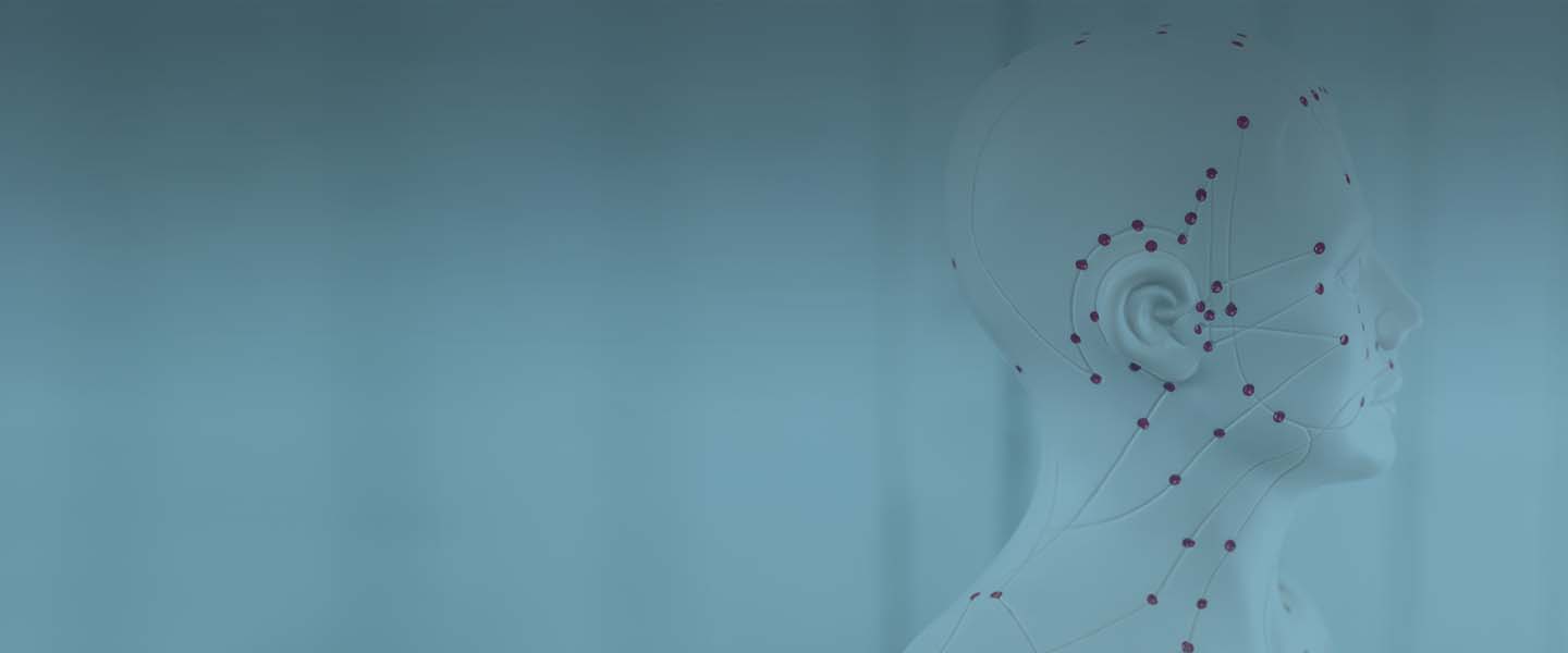 фото головы человека с точками для иглоукалывания